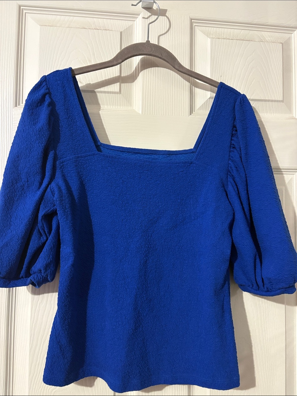 a new day Royal Blue Square Neck Puff Sleeve Top